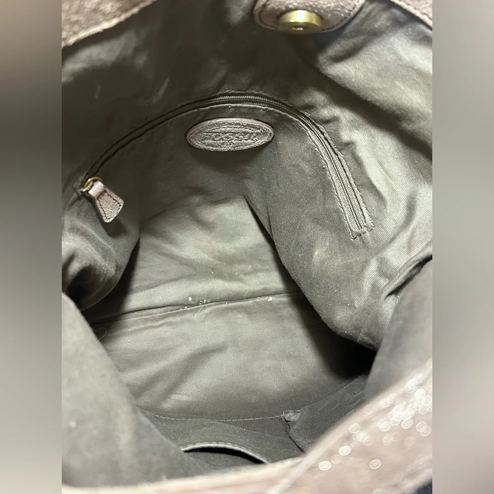 Fossil Full Shimmery Suede Convertible Hobo/Tote - Picture 10 of 10